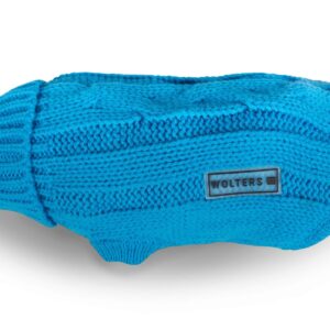 Aqua Blue Wolters Cable Knit Wide Fit Dog Jumper suitable for frenchies, pugs and staffies