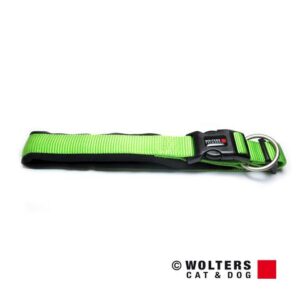 Kiwi Green padded, adjustable dog collar with a black lining by Wolters