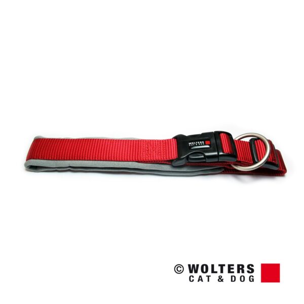 Wolters Padded Dog Collar - Red / Slate Grey