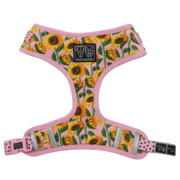 Big & Little Dogs 'You Are My Sunshine' sunflower print adjustable pink dog harness