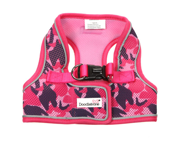 Doodlebone Blushing Camo Snappy Step In Dog Harness