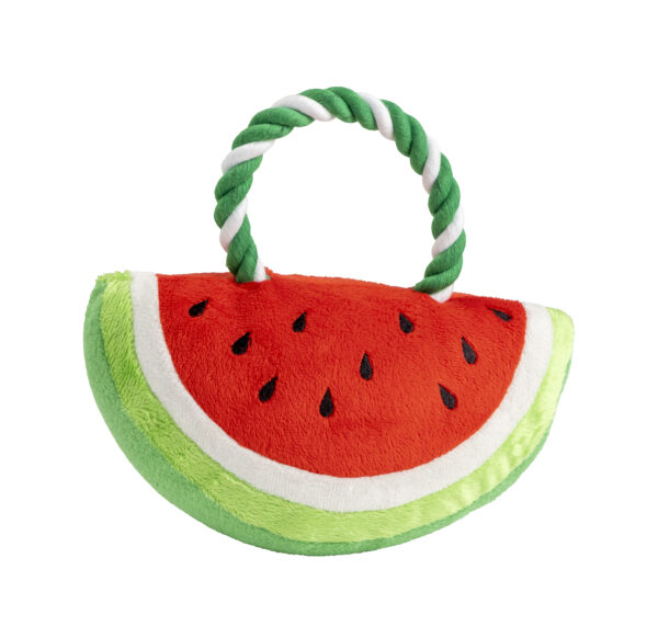 House of Paws Watermelon Squeaky Plush Rope Dog Toy