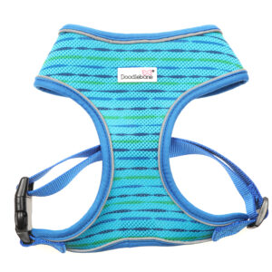 Doodlebone Beyond Blue Striped Airmesh Dog Harness