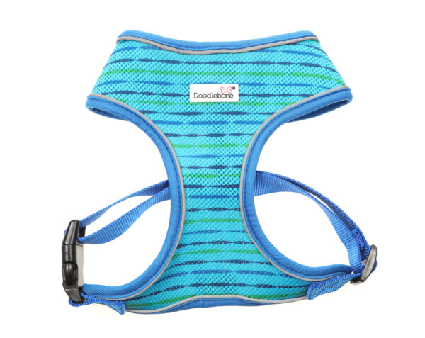 Doodlebone Beyond Blue Striped Airmesh Dog Harness