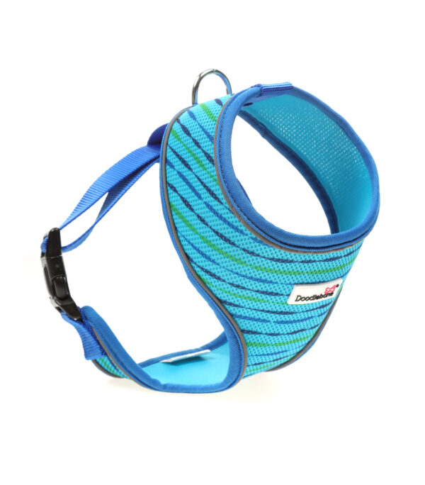 Doodlebone Beyond Blue Striped Airmesh Dog Harness