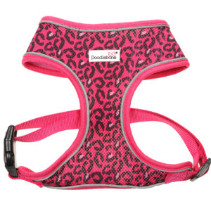 Doodlebone Bright Leopard Pink Leopard Print Airmesh Dog Harness