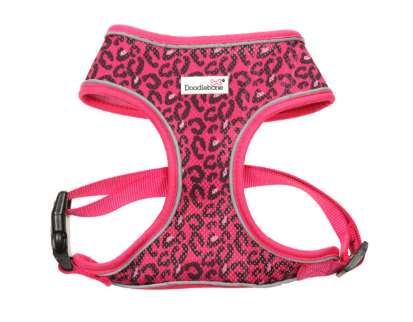 Doodlebone Bright Leopard Pink Leopard Print Airmesh Dog Harness