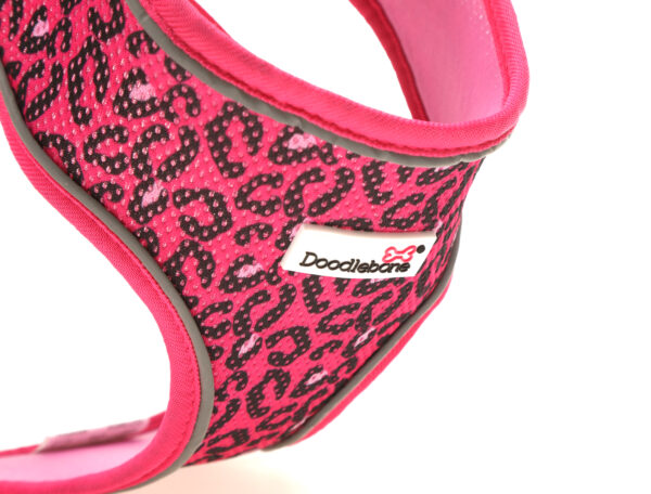 Doodlebone Bright Leopard Pink Leopard Print Airmesh Dog Harness