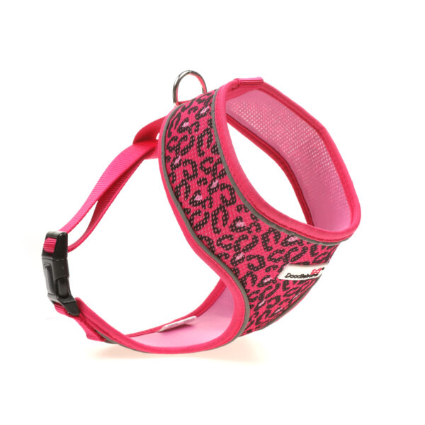 Doodlebone Bright Leopard Pink Leopard Print Airmesh Dog Harness