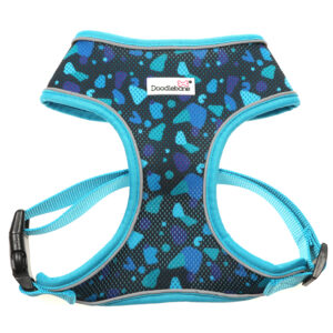Doodlebone Electric Party Blue Patterned Airmesh Dog Harness