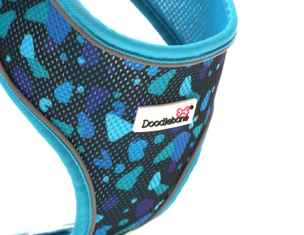 Doodlebone Electric Party Blue Patterned Airmesh Dog Harness