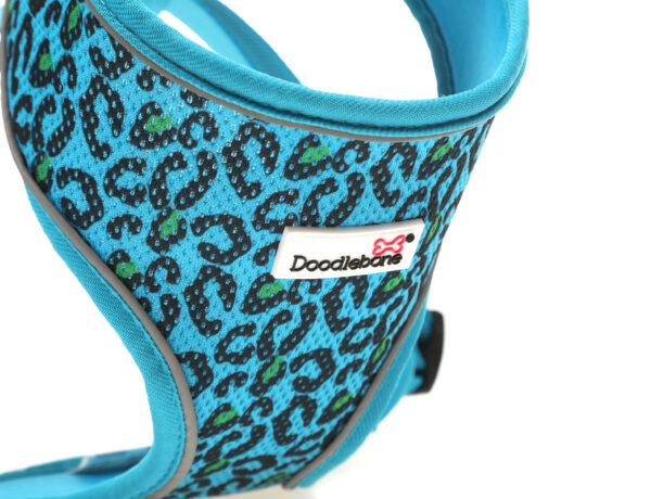 Doodlebone Night Leopard Blue Leopard Print Airmesh Dog Harness