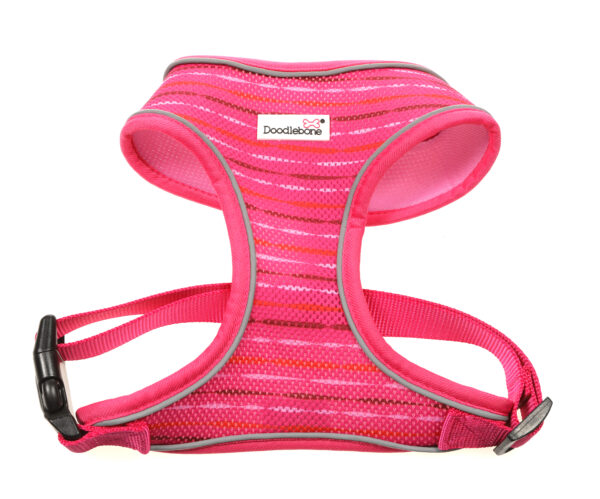 Doodlebone Pink Addiction Pink Stripe Airmesh Dog Harness