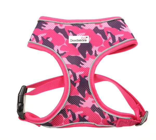 Doodlebone Blushing Camo Pink Camo Print Airmesh Dog Harness