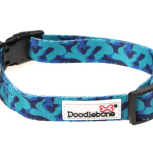 Doodlebone Originals Patterned Adjustable Midnight Camo Green Camo Print Dog Collar