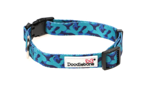 Doodlebone Originals Patterned Adjustable Midnight Camo Green Camo Print Dog Collar