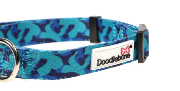 Doodlebone Originals Patterned Adjustable Midnight Camo Green Camo Print Dog Collar