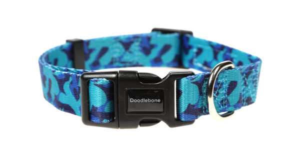 Doodlebone Originals Patterned Adjustable Midnight Camo Green Camo Print Dog Collar