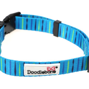 Doodlebone Originals Patterned Adjustable Beyond Blue Stripe Dog Collar