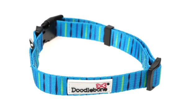 Doodlebone Originals Patterned Adjustable Beyond Blue Stripe Dog Collar