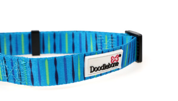 Doodlebone Originals Patterned Adjustable Beyond Blue Stripe Dog Collar