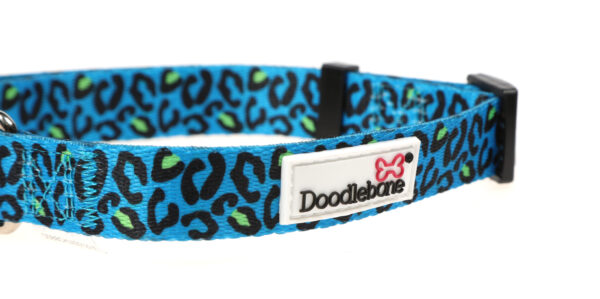 Doodlebone Originals Patterned Adjustable Night Leopard Blue Leopard Print Dog Collar