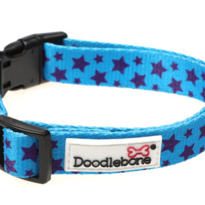 Doodlebone Originals Patterned Adjustable Shoot For The Stars Blue Star Dog Collar