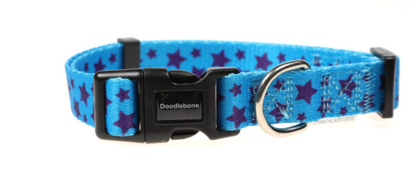 Doodlebone Originals Patterned Adjustable Shoot For The Stars Blue Star Dog Collar