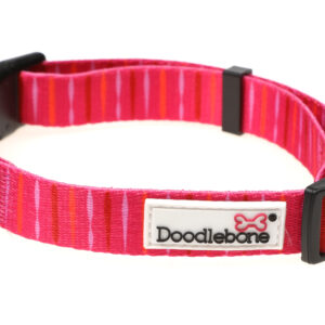Doodlebone Originals Patterned Adjustable Pink Addiction Pink Stripe Dog Collar