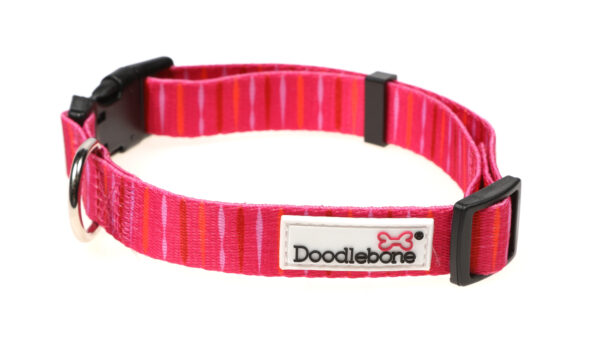 Doodlebone Originals Patterned Adjustable Pink Addiction Pink Stripe Dog Collar