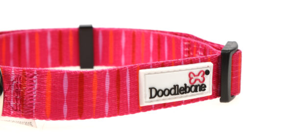 Doodlebone Originals Patterned Adjustable Pink Addiction Pink Stripe Dog Collar