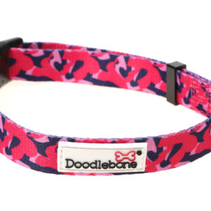 Doodlebone Originals Patterned Adjustable Blushing Camo Pink Camouflage Print Dog Collar