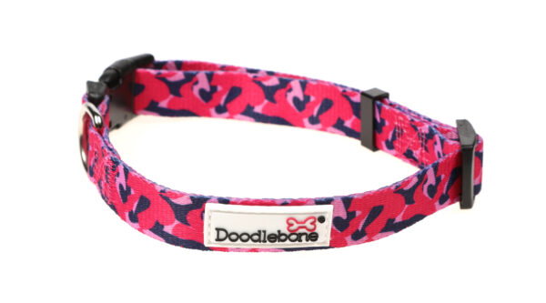 Doodlebone Originals Patterned Adjustable Blushing Camo Pink Camouflage Print Dog Collar