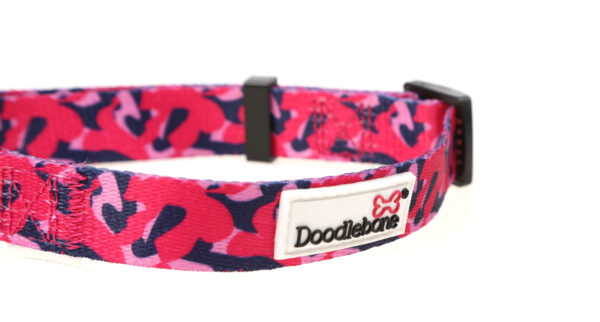 Doodlebone Originals Patterned Adjustable Blushing Camo Pink Camouflage Print Dog Collar