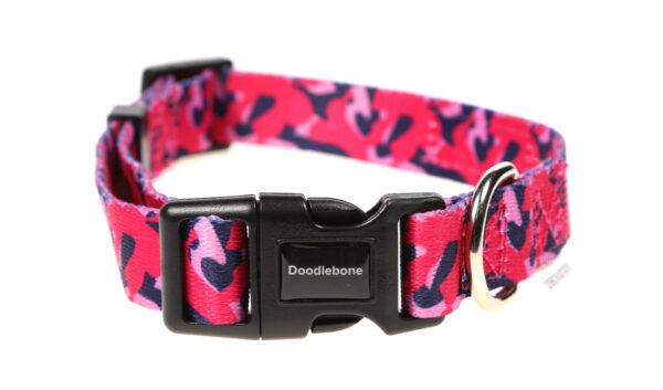 Doodlebone Originals Patterned Adjustable Blushing Camo Pink Camouflage Print Dog Collar