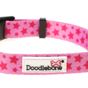 Doodlebone Originals Patterned Adjustable Cherish Stars Pink Star Dog Collar