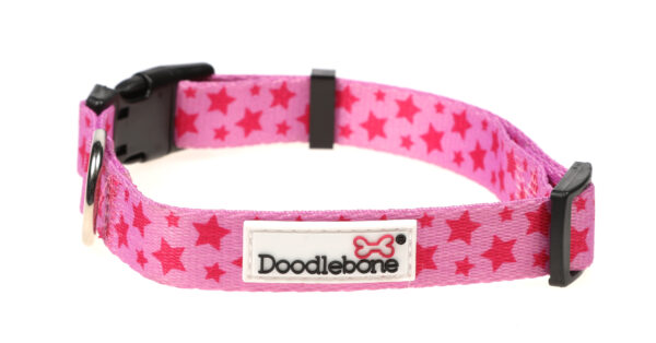 Doodlebone Originals Patterned Adjustable Cherish Stars Pink Star Dog Collar