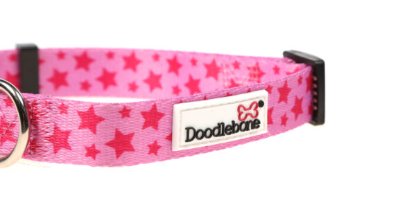 Doodlebone Originals Patterned Adjustable Cherish Stars Pink Star Dog Collar