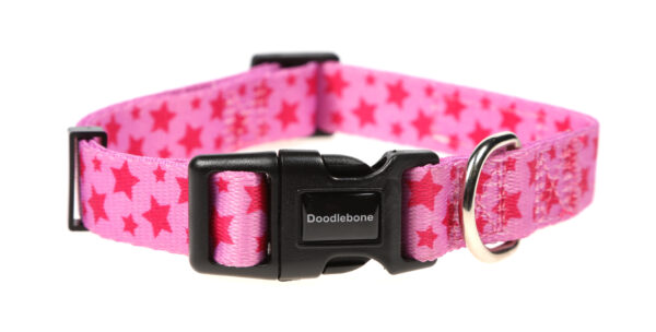 Doodlebone Originals Patterned Adjustable Cherish Stars Pink Star Dog Collar