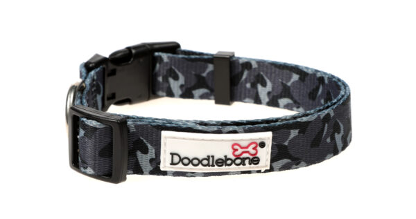 Doodlebone Originals Patterned Adjustable Smokey Camo Grey Camo Dog Collar