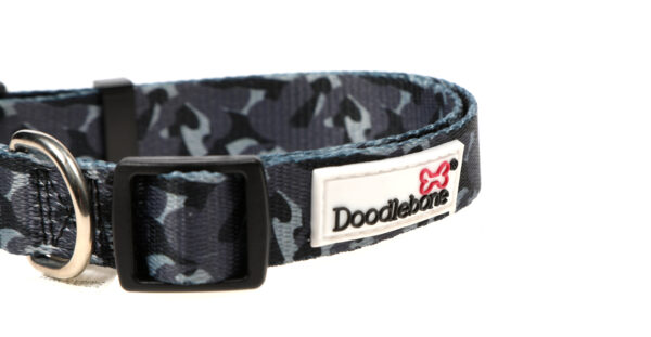 Doodlebone Originals Patterned Adjustable Smokey Camo Grey Camo Dog Collar