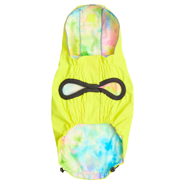 GF PET Neon Yellow and Tie-Dye Waterproof Reversible Raincoat