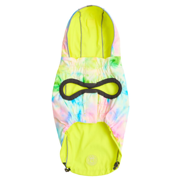 GF PET Neon Yellow and Tie-Dye Waterproof Reversible Raincoat