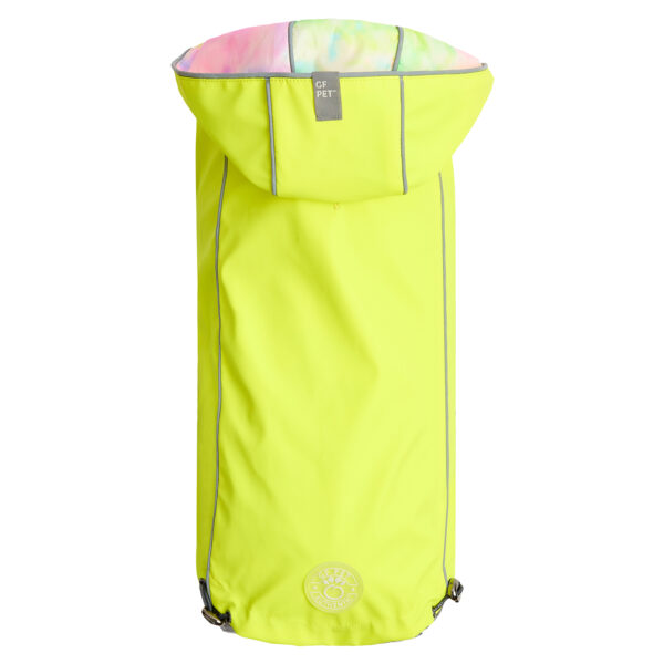 GF PET Neon Yellow and Tie-Dye Waterproof Reversible Raincoat
