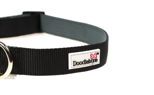Doodlebone Padded Black Dog Collar at The Lancashire Dog Company
