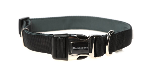 Doodlebone Originals Adjustable Padded Black Dog Collar