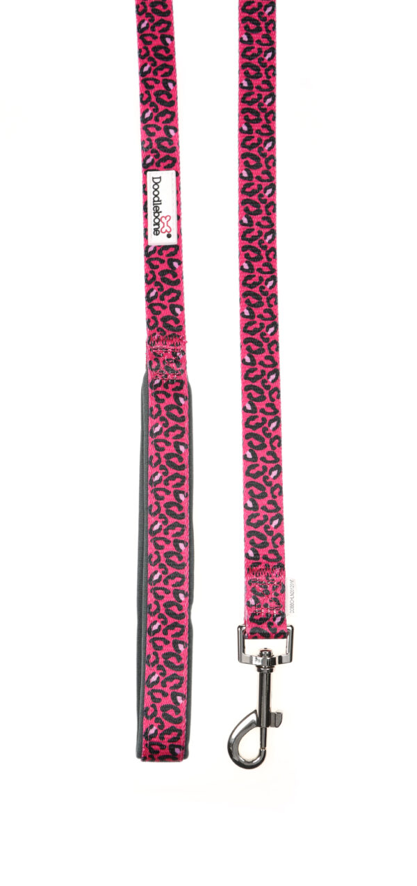 Doodlebone Originals Bright Leopard Pink Leopard Print Dog Lead