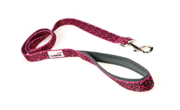 Doodlebone Originals Bright Leopard Pink Leopard Print Dog Lead