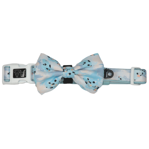 Big & Little Dogs Blue Splatter Terrazzo Dog Collar and Detachable Bow Tie