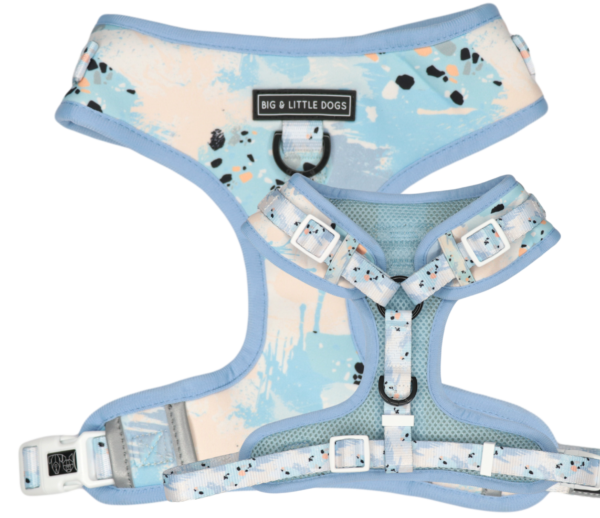 Big & Little Dogs Blue Splatter Terrazzo Adjustable Dog Harness